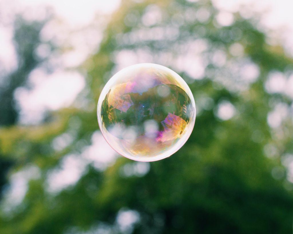 A bubble floating through the air