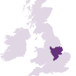 map of the uk with the east midlands highlighted