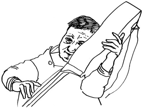 illustration of a man playing an instrument
