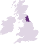 map of the uk with the north east highlighted