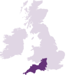 map of the uk with the south west highlighted