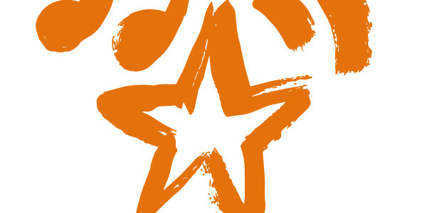 an orange star and a music note