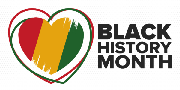 A colourful heart next to the words 'Black History Month'