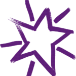 An illustration of a star in purple paintbrush marks