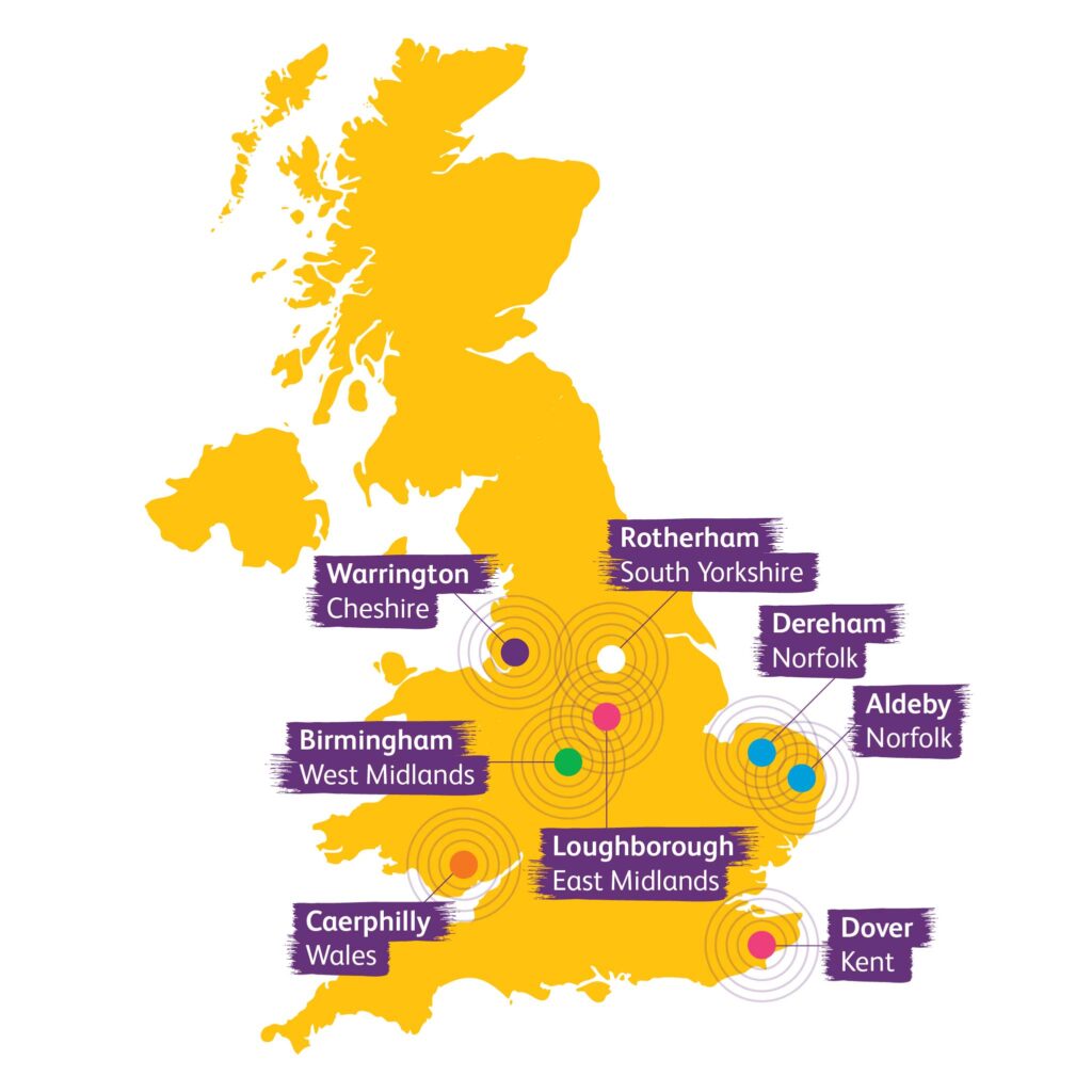 Map of Sense arts locations in UK
